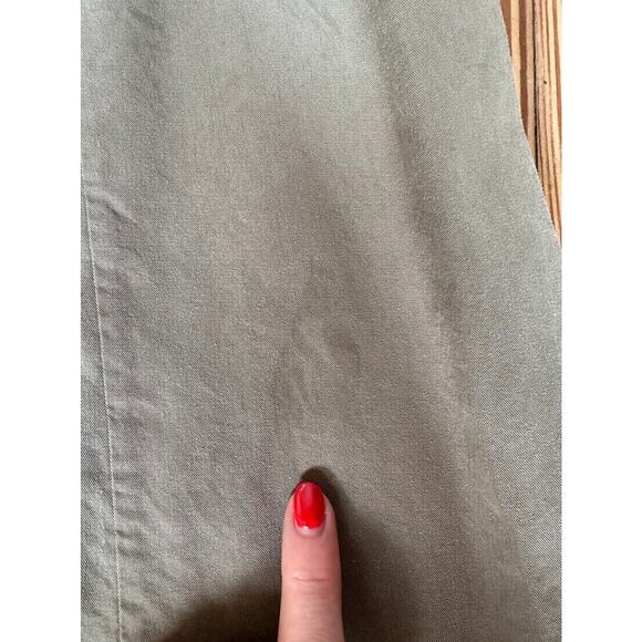 Schiller Collared V Neck Button Front Sleeveless Sage Green Short Shirt Dress - Picture 9 of 10